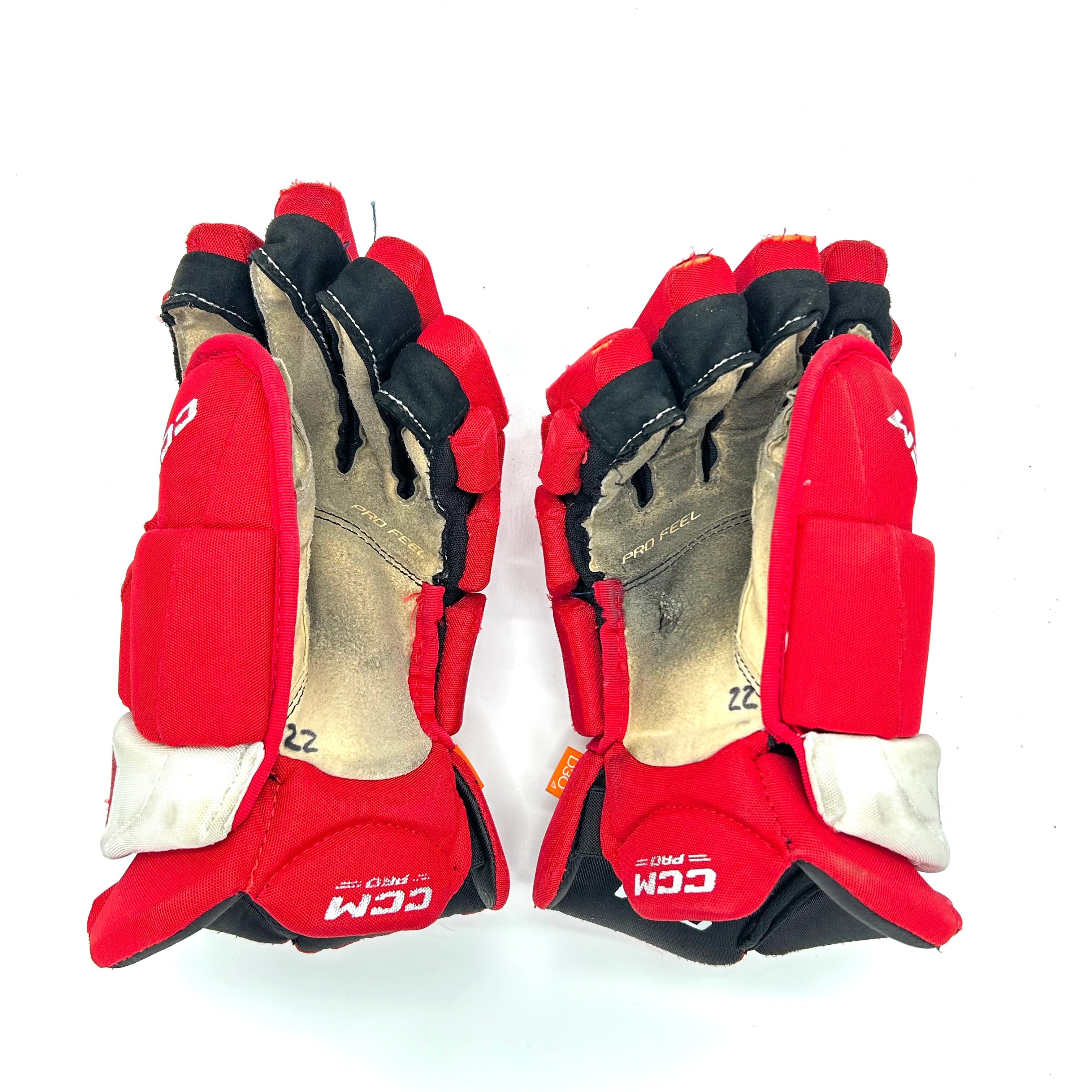CCM HGJS - Gants Pro Stock d'occasion (rouge/blanc)